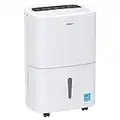 Shinco SDZ1-70P 5000 Square Feet Portable Home Basement Bathroom Dehumidifier with 2 Fan Speeds, Timer, LED Display, Washable Filter, 70 Pints, White