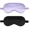 2Pack Silk Sleep Mask,IEKEODI Eye Mask for Sleeping,Elastic Blackout Eye Mask & Blindfold for Full Night's Sleep,Travel and Nap(Black+Purple)