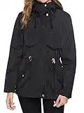 Gyabnw Veste de Pluie Femme Longue Veste Coupe Vent Femme Impermeable Manteau de Pluie Femme avec Capuche Imperméable Femme Légère Pliable Décontracté pour Randonnée Noir,XL