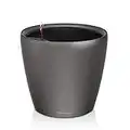 Lechuza - 16023 - Classico, Vaso Rotondo con Sistema di Auto-irrigazione, Colore: Nero (Charcoal Metallic), 21 cm