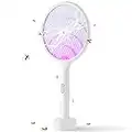 YISSVIC Bug Zapper Racket 4000 Volt Electric Fly Swatter Mosquito Killer Dual Modes with Purple Attractant Light Rechargeable