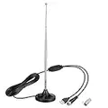 Bingfu Antena TV Interior Alta Ganancia Antena Telescópica HDTV Digital Portátil con Amplificador de Señal Freeview 1080P Antena TV para Sintonizador TV USB/Televisión DVB-T/Radio Dab Canales Locales