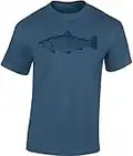 Angel Tshirt Herren : Forelle - Angler T-Shirt Männer - Angler Geschenke - Angelkleidung - Angel Zubehör (Blau XL)