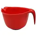 Glad Mixing Bowl with Handle – 3 Quart | Heavy Duty Plastic with Pour Spout and Non-Slip Base | Dishwasher Safe Kitchen Supplies for Cooking and Baking, Red