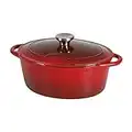 Sitram 711065, Cocotte Tradifonte ovale en fonte émaillée 6,5 Litres - Extérieur rouge, intérieur noir mat - bouchon en inox - toutes sources de chaleur y compris induction et four