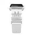 Lugares decorativos de acero inoxidable Joya de joyería Banda de relojes Accesorios Compatibles para Apple Watch Bands Charms para Galaxy Watch Band Fit for All Watch Bands (sin banda) Letter M