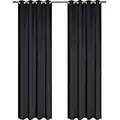 Ystyle Rideau Occultant 100% Lot De 2, 140x280cm, Rideaux Thermique Isolant Anti Froid Et Draperies Intérieurs, Rideau Epais Phonique Anti Bruit à Oeillets, Moderne Salon Chambre Maison, Noir