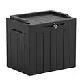 Greesum 31 Gallon Resin Deck Box Large Outdoor Storage for Patio Furniture, Garden Tools, Pool Supplies, Weatherproof and UV Resistant, Lockable, Dark Black