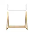 Puckdaddy Perchero Hugo - 115x50x142 cm, perchero de madera de pino en diseño Tippi en blanco-naturaleza, perchero moderno para habitaciones de bebés y niños, con práctico zapatero