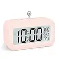 4,3" Wecker Digital, LCD Digitaler Wecker, Wecker Ohne Ticken, Wecker mit Licht/Schlummern/Temperatur/Datum/Kalender/Großem Display, Tischuhr Wecker Uhr für Nachttisch Schlafzimmer Home Office（Rosa）