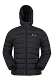 Mountain Warehouse Season Mens Padded Jacket - Water Resistant Jacket, Lightweight, Warm, Lab Tested to -30C, Microfibre Filler - for Winter Travelling, Walking Black XL