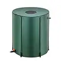 Azaeahom 50 Gallon Filtrable Rain Barrel, Collapsible Portable Water Storage Tank, Garden Water Barrel with Drain Pipe and Flood Valve, Thickened Material & Stable for Car Wash, Warm House, Green