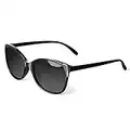 Face Shadow Cat Eye Sunglasses for Women Polarized Fashion Metal Decoration Ultralight UV400 Protection Black