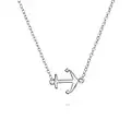 Minimalist Tiny Nautical Ocean Vacation Diagonal Sideways Boat Anchor Pendant Necklace For Women Teens .925 Sterling Silver