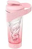 Lyrifine 28oz Electric Shaker Bottle for Protein Shakes, Protein Shaker Bottle with Silicone Handle, Strong Power, Portable Type-C Rechargeable Blender Shaker Bottle for Valentine's Gift, Pink