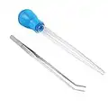 ABMRO Fish Tank Water Changer Droppers Pipette Feeder Manual Waste Cleaner and Stainless Steel Curved Tweezers Feeding Tongs Tool for Aquarium Aquatic Plants