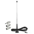 Bingfu FM DAB Radio Antenna Telescopic Indoor Radio Aerial 75 ohm F Plug Digital with Magnetic Base and 3meter Extension Cable Plus 3 Additional Adapters 4 kit for Denon Pioneer Marantz