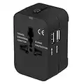 Adaptador Enchufe De Viaje Universal Enchufe Adaptador Internacional con Dos Puertos USB para Japón China Canadá USA EU UK AU Acerca De 150 Países para Navidad (Negro)