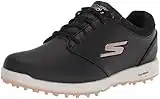 Skechers Women's Elite 4 Hyper Burst Waterproof Spikeless Golf Shoe, Black/Rose Gold, 8