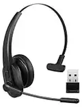 Bluetooth Headset, Sarevile Bluetooth Trucker Headset with Upgraded Microphone Noise Canceling for Trucker, Hand Free Wireless Headset with Adapter for Office Meeting. Widely Compatible for Computer