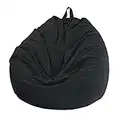 Copertura per Poltrona a Sacco, Chickwin Velluto a Coste Pouf Portaoggetti per Bambini e Adulti, per Interni e Esterni, senza Imbottitura, Sedia da Gaming Sedia da Giardino (Nero,70x80cm)