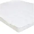 Amazon Basics - Coprimaterasso morbido, imbottitura in microfibra e poliestere, con elastici, bianco, 160 cm x 200 cm