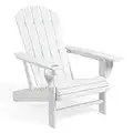 VonHaus Silla Adirondack Blanca - Silla de Exterior con diseño de Listones de Madera Resistente y Duradero, para jardín, Patio, terraza, Playa y Camping, portátil, compacta y Ligera