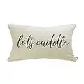 Farmhouse Pillow Covers with Let’s Cuddle Quote 12" x 20" Farmhouse Rustic Décor Lumbar Pillow Covers with Saying Housewarming Gifts Family Room Décor