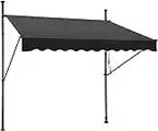 STEELAID Manual Retractable Awning – 78” Non-Screw Outdoor Sun Shade – Adjustable Pergola Shade Cover with UV Protection – 100% Polyester Made Outdoor Canopy – Ideal for Any Window or Door