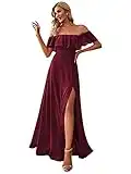 Ever-Pretty Fendue Robe de Demoiselle d'honneur Soirée Femme Longue Cérémonie Bordeaux 36