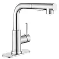 APPASO Bar Sink Faucet, Brushed Nickel Kitchen Faucet with Pull-Out Sprayer Stainless Steel, Modern Single Handle Bathroom Utility Faucet, Pull Down Spray Small Faucet for RV Camper Outdoor Restroom