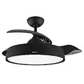 Cecotec Ventilatore da soffitto con spas retrattile e lampada EnergySilence Aero 4280 invisibile Black. 40 W, diametro 42" (106 cm), timer, 3 tonalità di luce, funzione estate-inverno, nero