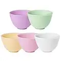 Hemoton 5 Pcs Silicone Bowl Anti-Fall Odorless Home Use Facial Mask Bowl Mixing Bowl Seasoning Bowl for Kitchen Home Beauty Salon Prep Measuring Bowl (White+Yellow+Purple+Green+Pink)