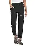 BALEAF Women's Hiking Pants Quick Dry Water Resistant Lightweight Joggers Pant for All Seasons Elastic Waist Black Size L