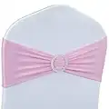 Babenest Spandex Chair Sashes Bows 30PCS Premium Stretch Chair Cover Band with Buckle Slider Universal Elastic Chair Ties for Wedding Party Ceremony Reception Banquet Decoration (Pink)