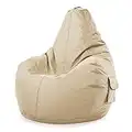 Green Bean© Sitzsack mit Rückenlehne 80x70x90cm - Gaming Chair mit 230L Füllung Kuschelig Weich Waschbar - Bean Bag Bodenkissen Lounge Chair Sitzhocker Relax-Sessel Gamer Gamingstuhl Beige