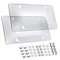 WildAuto License Plate Cover,2Pack Clear Car Licenses Frame Shield with Non-Rusting Screws Caps, Durable Plate Covers Weatherproof and Unbreakable Thick Shields (Transparent)