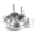 Merten & Storck Tri-Ply Stainless Steel Induction 14-Piece Cookware Pots and Pans Set, Multi Clad, Silver