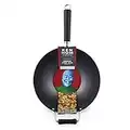 Ken Hom Nonstick Flat Bottom Stir Fry Wok, 12", Black