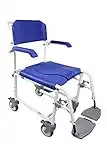 KMINA PRO - Silla Ducha Mayores con Ruedas, Silla Baño Ancianos Ducha Ruedas, Silla WC Personas Mayores, Silla Ruedas Ducha con Agujero, Silla Inodoro Personas Mayores Ruedas, Silla Orinal Azul