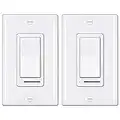 [2 Pack] BESTTEN Dimmer Light Switch, Universal Lighting Control, Single Pole or 3 Way, Compatible with LED Dimmable Lamp, CFL, Incandescent, Halogen Bulb, Decorative Wallplate Included, White