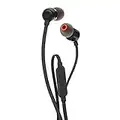 JBL T110 Cuffie In Ear con Microfono, Cavo Piatto Antigroviglio, Comando a un pulsante, JBL Pure Bass Sound, Nero