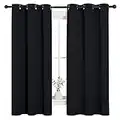 NICETOWN Blackout Window Panels for Bedroom - Black Thermal Insulated Eyelet Top Window Drapes (42 Inch Wide by 63 Inch Long, Black, 2 Panels)