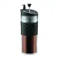 Bodum 11100-01BUS, Black, Tea and Coffee Press, Plastic Insulated Travel Mug, 15 Ounce