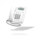 Panasonic KX-TS880 - Teléfono fijo con cable (LCD, Entrada Jack, marcación directa, altavoz, identificador de llamadas, reloj), color blanco