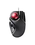 ELECOM M-HT1URBK Wired Trackball Mouse Larger, Ergonomic Design, 8-Button Function with Smooth Tracking, Precision Optical Gaming Sensor for Home, Work, Office