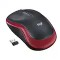 Logitech M185 Ratón Inalámbrico, 2.4GHz con Mini Receptor USB, Batería de 12 Meses, Seguimiento Óptico con Resolución de 1000 dpi, Ambidiestro, Compatible con PC, Mac, Portátil - Rojo