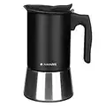 Navaris Moka Coffee Pot - Percolator Espresso Maker for Stovetops Induction Gas Electric Stove Hob - Stainless Steel Percolated Coffee Pot - 6 Cup