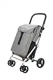 Carlett - Chariot de Courses, Chariot de supermarché Pliable avec 4 Roues, résistant à la Pluie et Une Grande capacité de 32kg, Sac Principal de 64L, glacière de 10,5L et Poche arrière - Couleur Gris