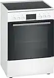 Bosch HKR39I120 - Série 4, Cuisinière électrique - Four EcoClean - Table de cuisson vitrocéramique - Grande capacité 66 L - Blanc